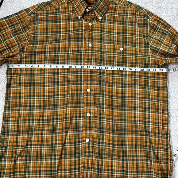 Orvis Orange Green Plaid Button Down Top Size XL Fall Autumn Office Outdoor - Picture 6 of 11